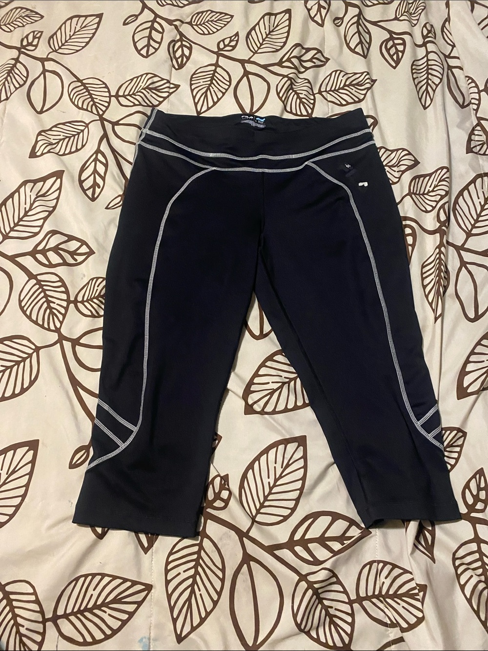 Fila Black Bike Shorts with Contrast Gray Stitching